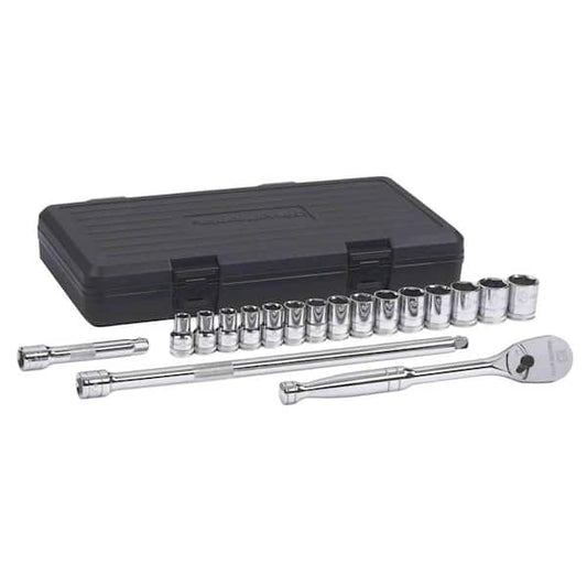 1/2 in. Drive 6-Point Metric 90-Tooth Ratchet and Socket Mechanics Tool Set (18-Piece)